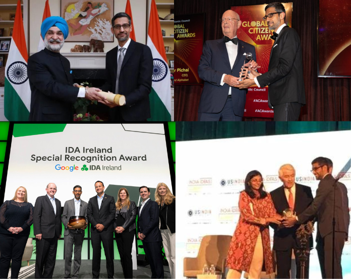 sundar pichai Award And Recognition